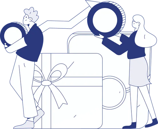 Woman receives shopping gift  Illustration