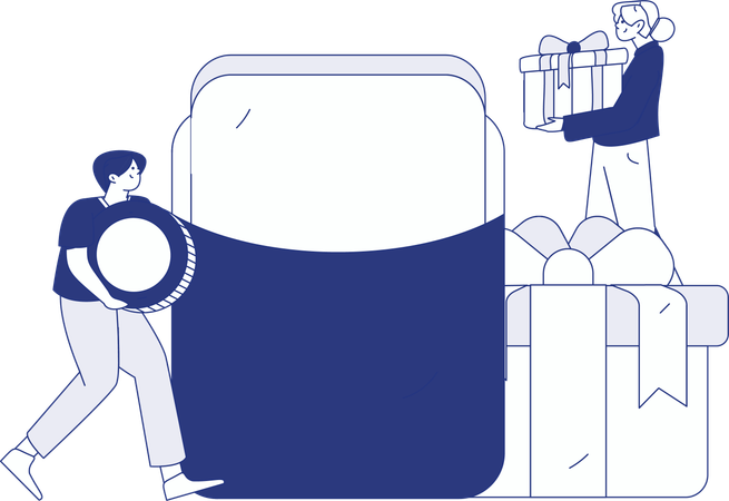 Woman receives shopping reward  Illustration