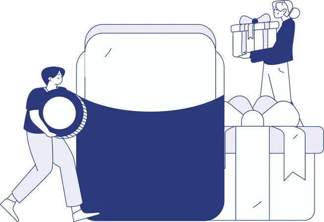 Woman receives shopping reward  Illustration