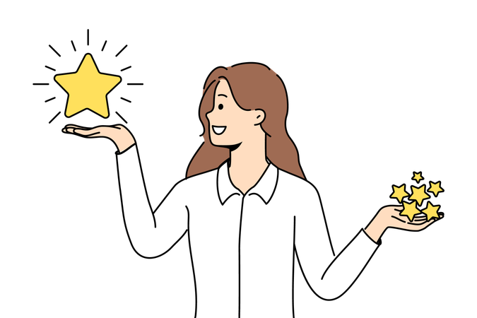 Woman receives star award  Illustration