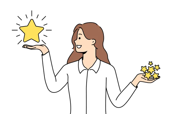 Woman receives star award  Illustration