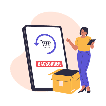 Woman receiving backorder  Illustration