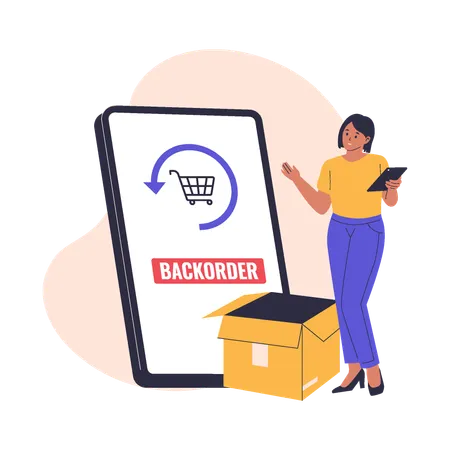 Woman receiving backorder  Illustration