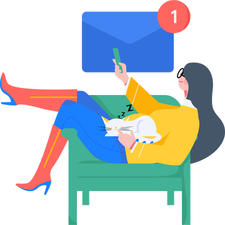 Woman receiving email  Illustration