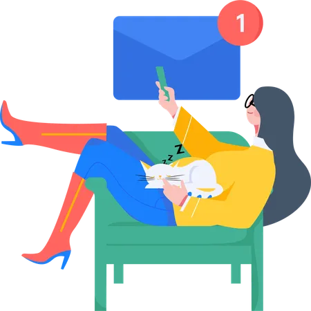 Woman receiving email  Illustration