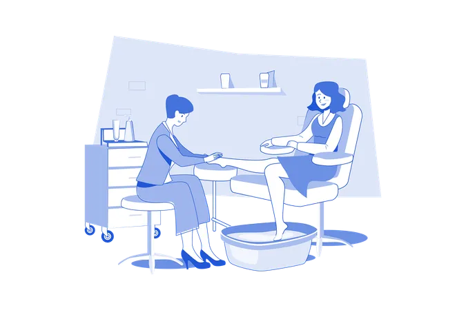 Woman Receiving Foot Massage Service From Masseuse  Illustration
