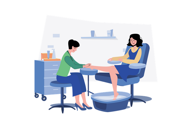Woman Receiving Foot Massage Service From Masseuse  Illustration