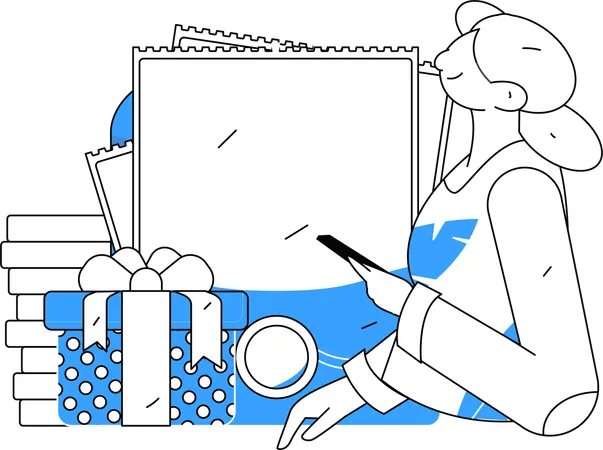 Woman receiving gifts with online shopping  Illustration