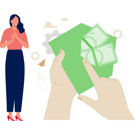 Woman receiving  her money  Illustration