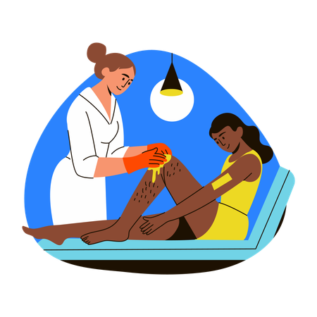 Woman receiving Leg waxing  Illustration
