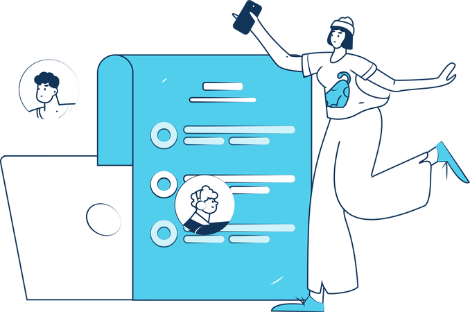 Woman receiving letter from HR for job recruitment  Illustration