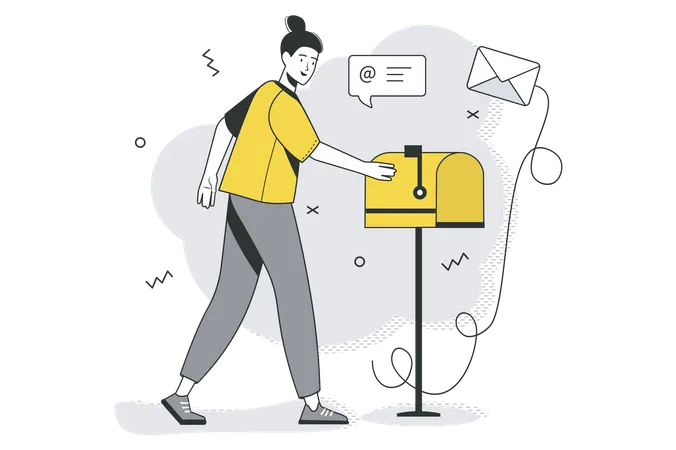 Woman Receiving Mail  Illustration