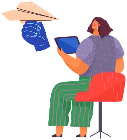 Woman receiving message  Illustration