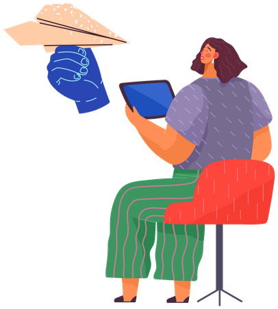 Woman receiving message  Illustration