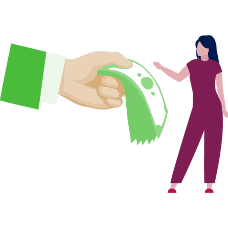 Woman receiving money in cash  Illustration