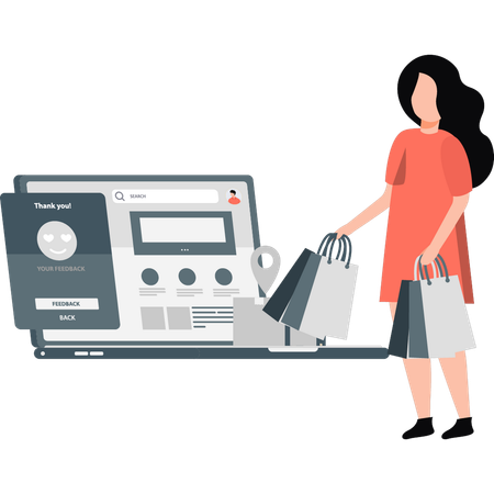 Woman receiving package from online shopping  Illustration