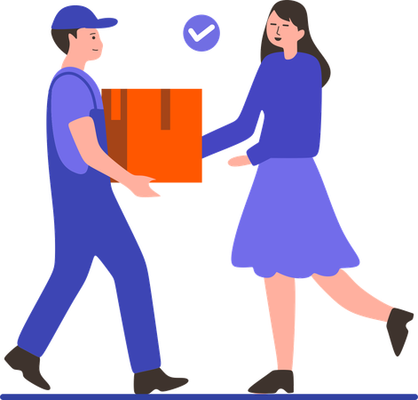 Woman receiving product through Courier Service  Illustration