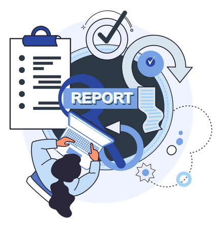 Woman rechecking analysis report  Illustration