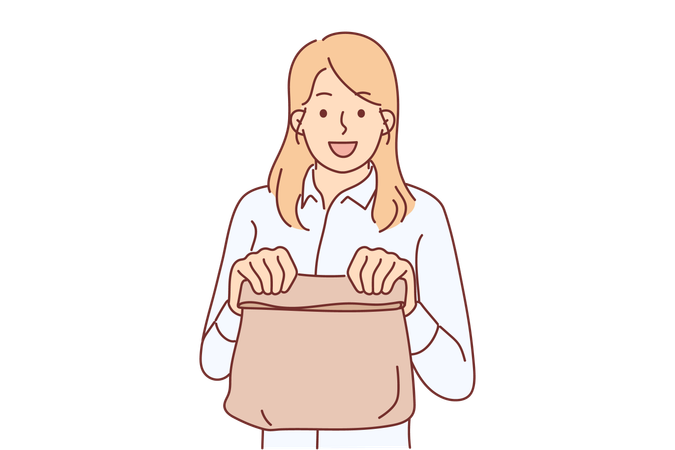 Woman recommends to use paper bag  Illustration