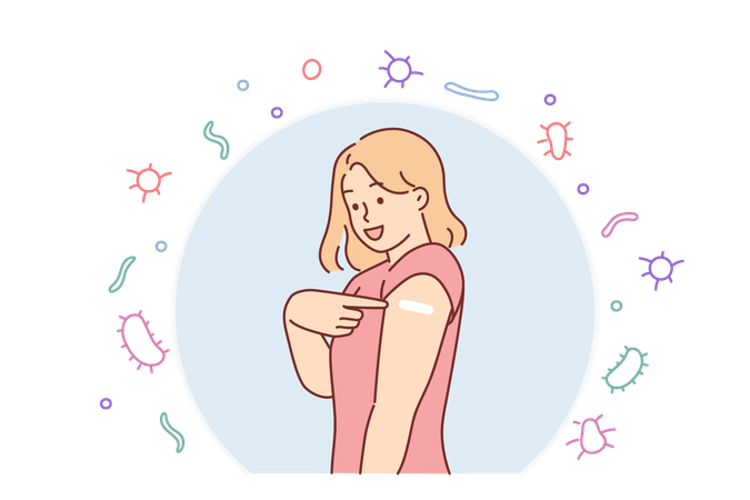 Woman recommends vaccination to improve immunity  Illustration