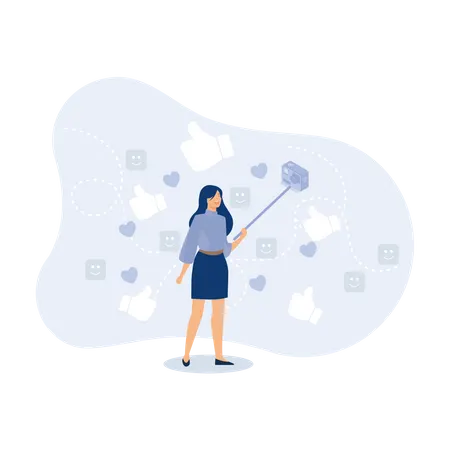 Woman record her lifestyle to promote story on social media  Illustration