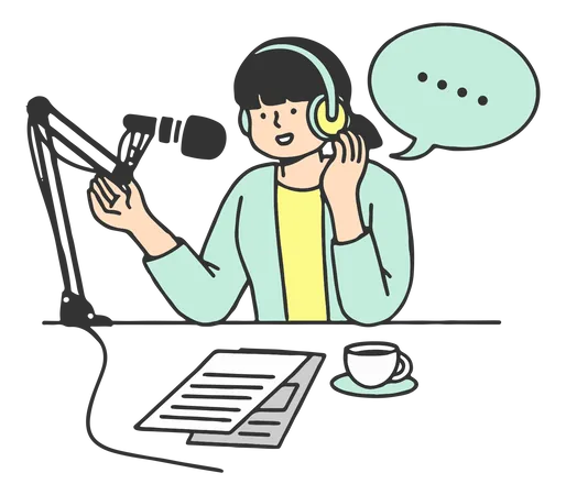 Woman record podcast  Illustration