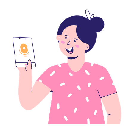 Woman Recording Audio  Illustration