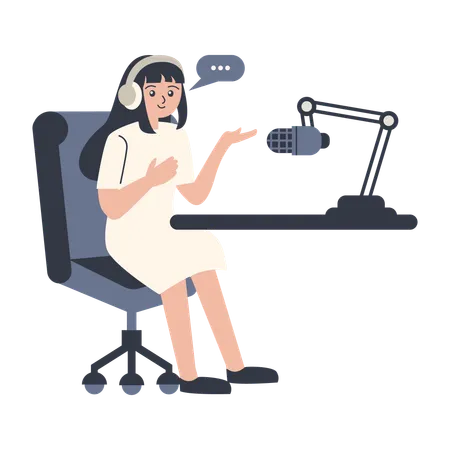 Woman Recording Podcast  Illustration
