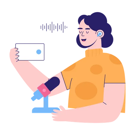 Woman Recording Podcast  Illustration