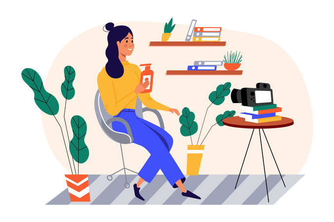 Woman recording video  Illustration