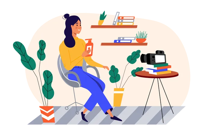 Woman recording video  Illustration