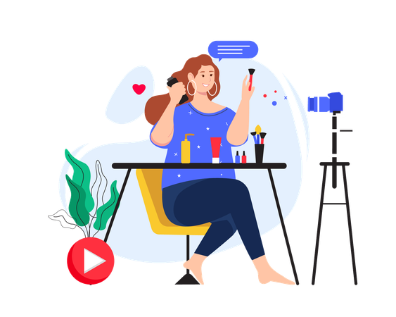 Woman records beauty content  Illustration