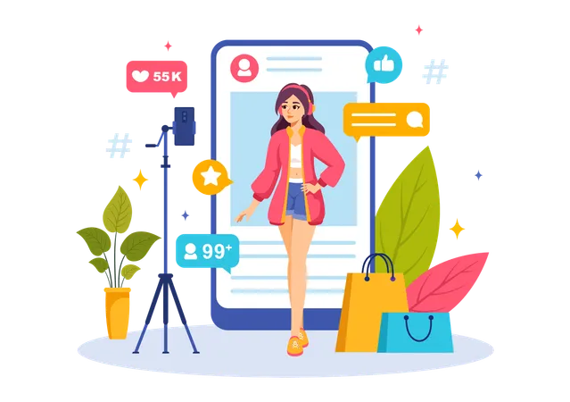 Celebrity Influencers Vector Illustration With Posts On Internet For Advertising Marketing Daily Life Or Endorse In Flat Cartoon Background Illustration