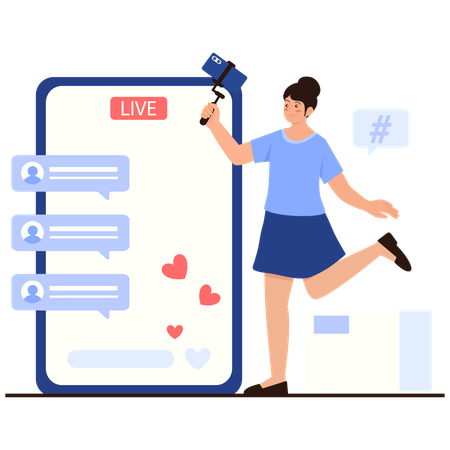 Woman records Live Streaming Session  Illustration