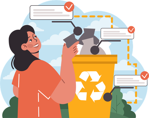 Woman recycling responsible and Sustainable practices in urban settings  Illustration