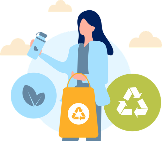 Woman recycling waste  Illustration