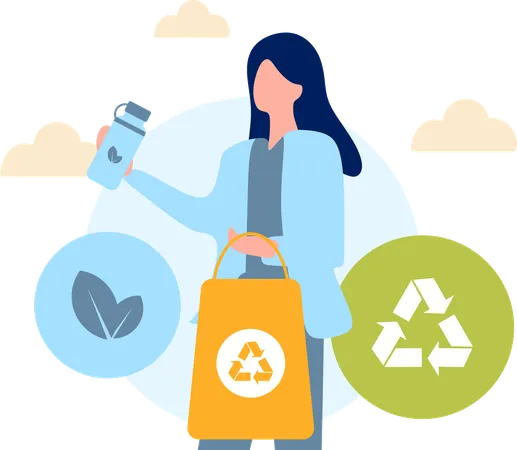 Woman recycling waste  Illustration