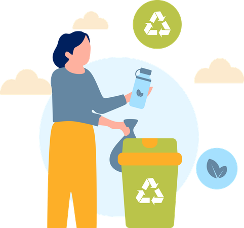 Woman recycling waste  Illustration