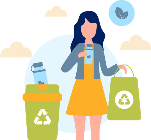 Woman recycling waste  Illustration