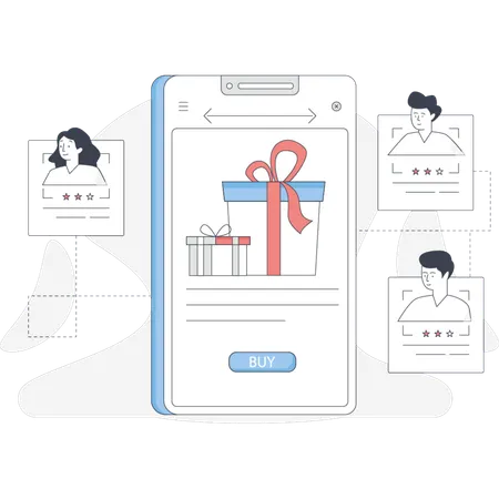 Woman Refer and earn on application  Illustration