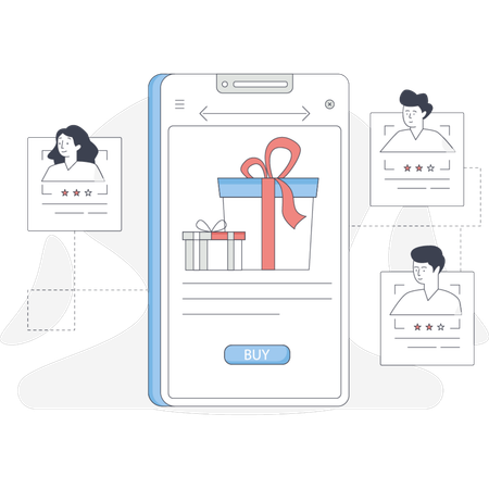 Woman Refer and earn on application  Illustration
