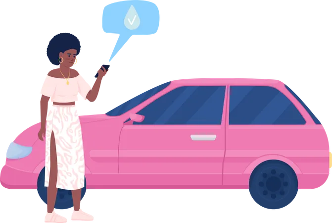 Woman refueling car Illustration