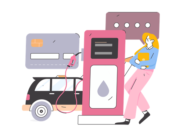 Woman refueling the car  Illustration