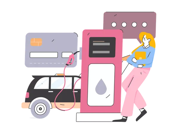 Woman refueling the car  Illustration