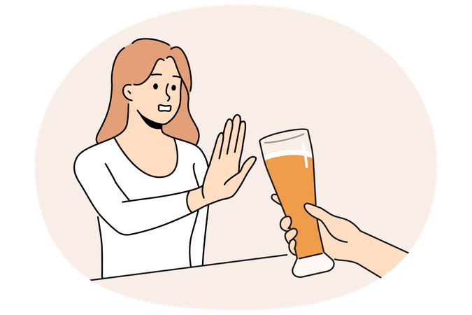 Woman refuse from beer  Illustration