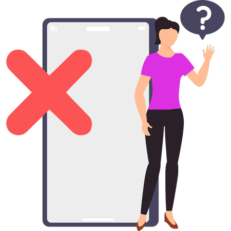 Woman refuses to use mobile  Illustration