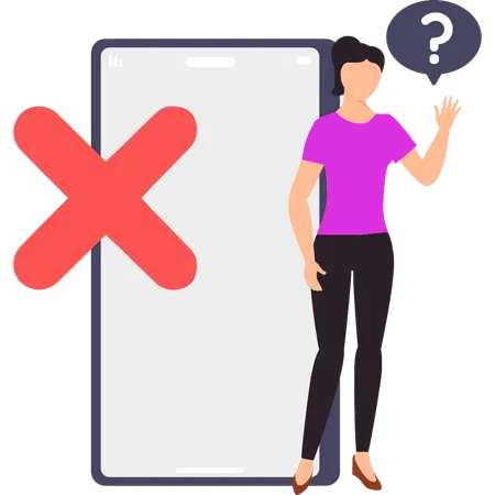 Woman refuses to use mobile  Illustration