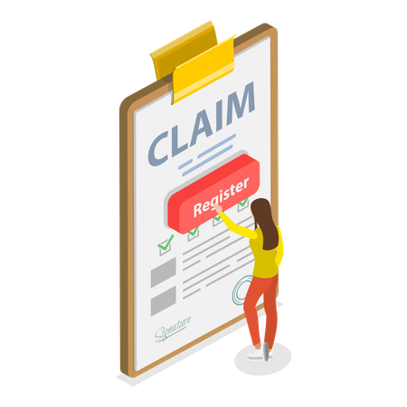Woman register for compensation claim  Illustration