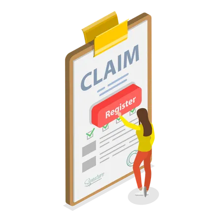 Woman register for compensation claim  Illustration