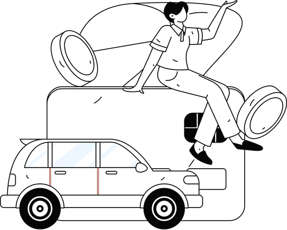 Woman registers car for insurance claim  Illustration